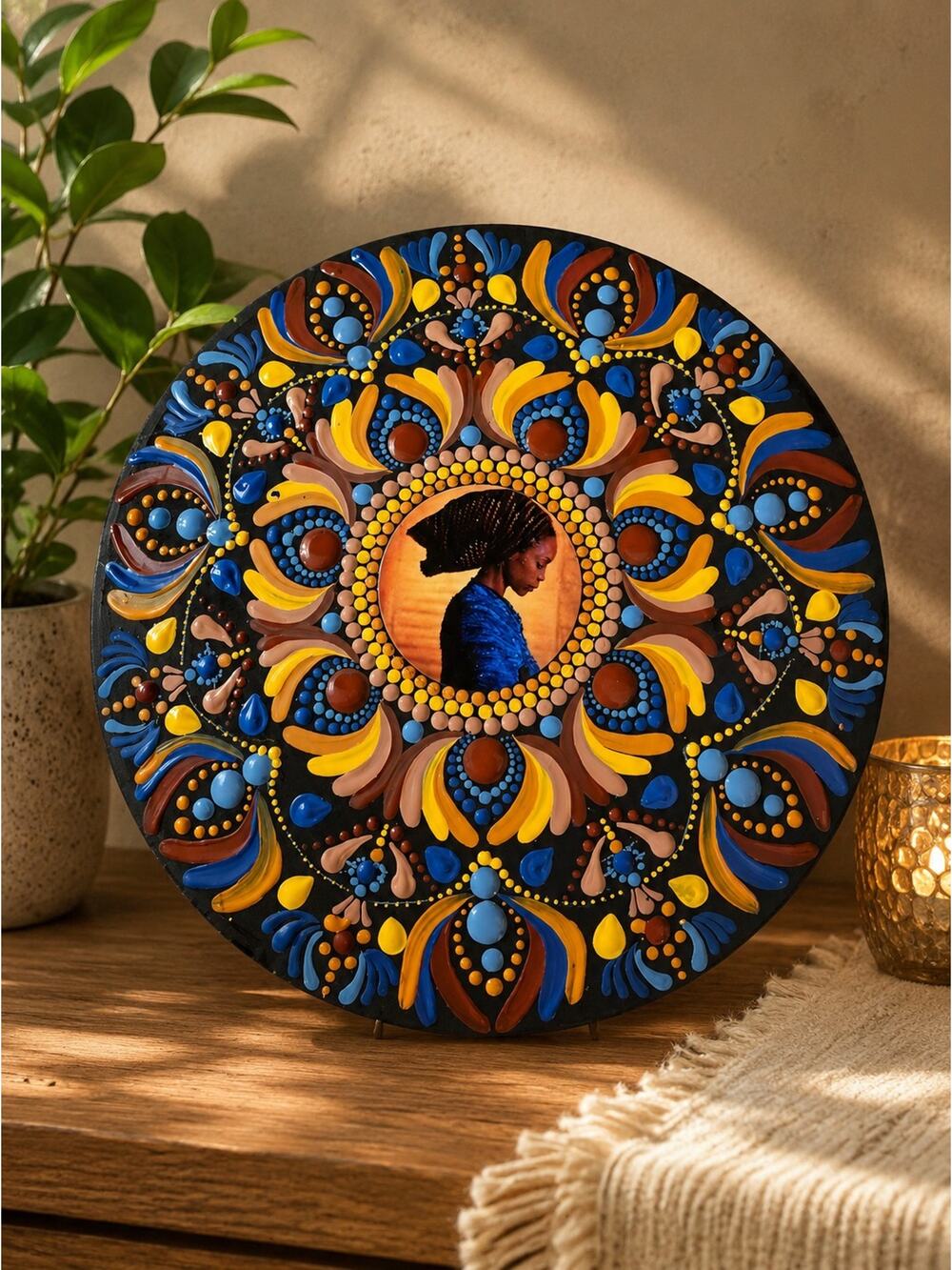 Erykah Badu Inspired Hand Painted Dot Mandala Vinyl Record Wall Art